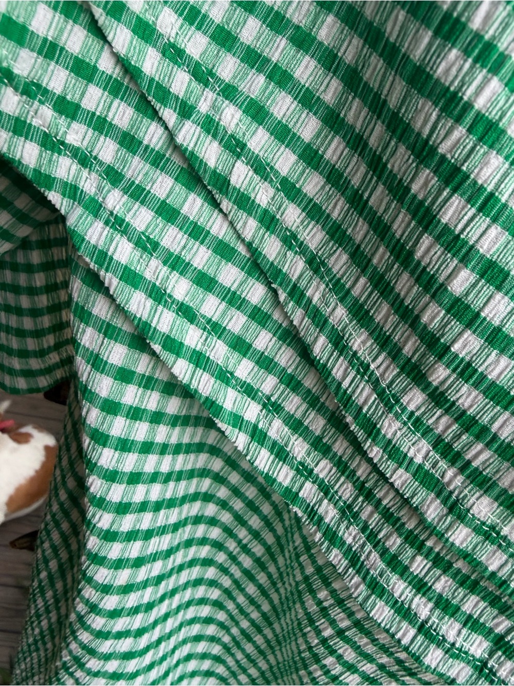 Cato Green Gingham Ruffle Neck Blouse - Picture 3 of 6